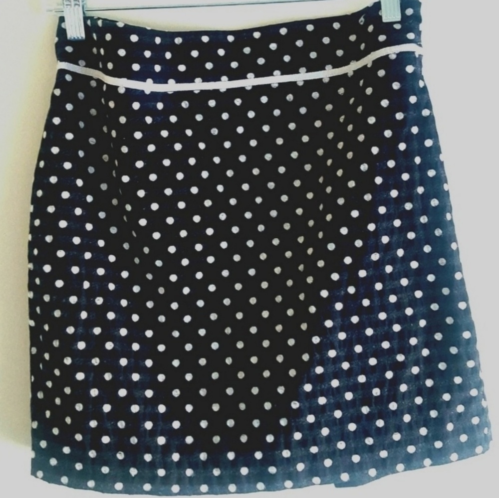 Max Studio Polka Dot Mini Skirt Black White Cotton